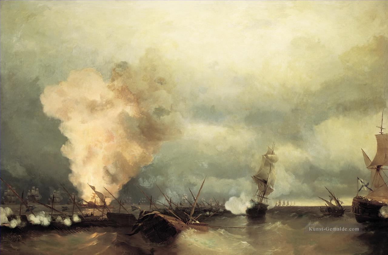 Seeschlacht in der Nähe von Wyborg 1846 Verspielt Ivan Aiwasowski russisch Ölgemälde